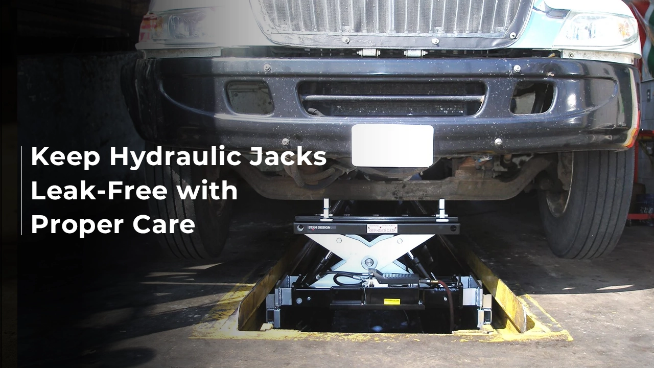 Hydraulic jack maintenance to prevent fluid leaks through seal checks and oil monitoring