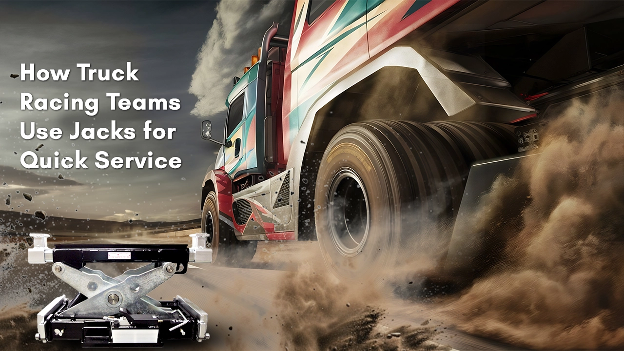 Truck Racing Teams Use Jacks for Quick Service